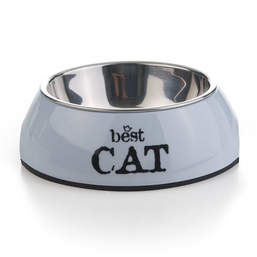 Металлическая миска Beeztees Best Cat для кошек серая 14.5x4.5 см, 160 ...