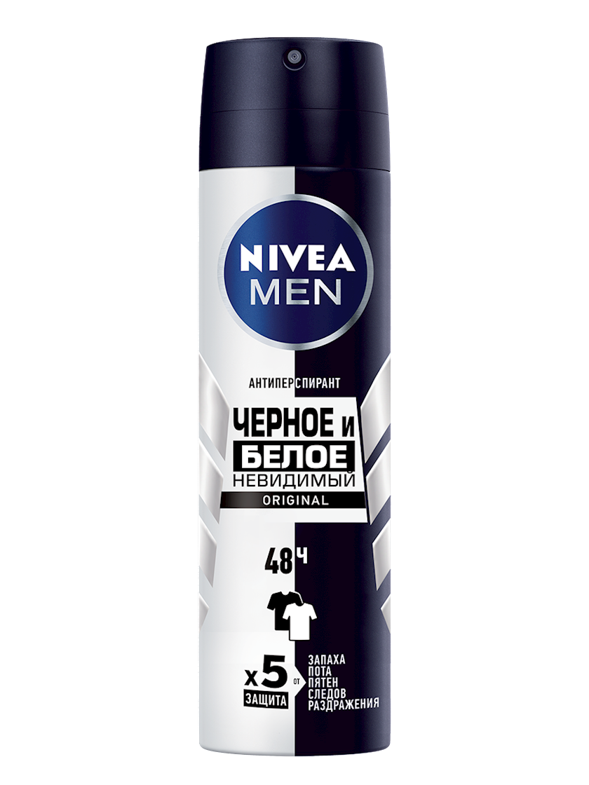 Дезодорант-антиперспирант Nivea Men Original Черное и Белое, Невидимый ...