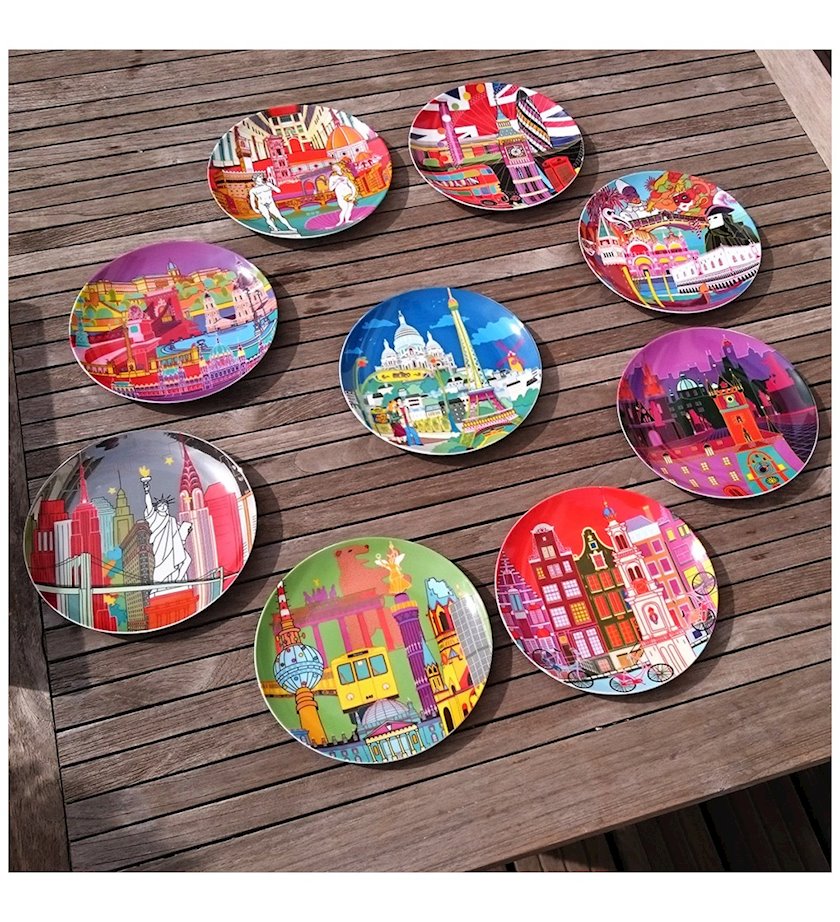 Тарелка Pylones Sweet City Paris, круг, 20.5x2 см, фарфор, разноцветный ...