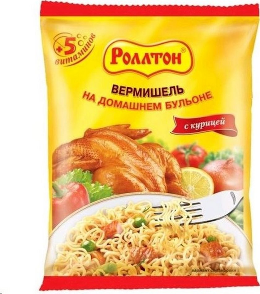 Əriştə "Роллтон" toyuq, bulyon ilə, 60 q
