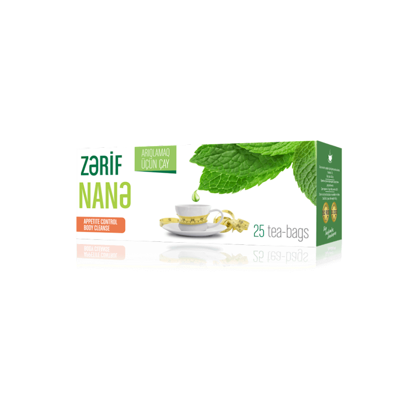Paketləşdirilmiş çay Zərif nanə ilə, 25 ədəd
