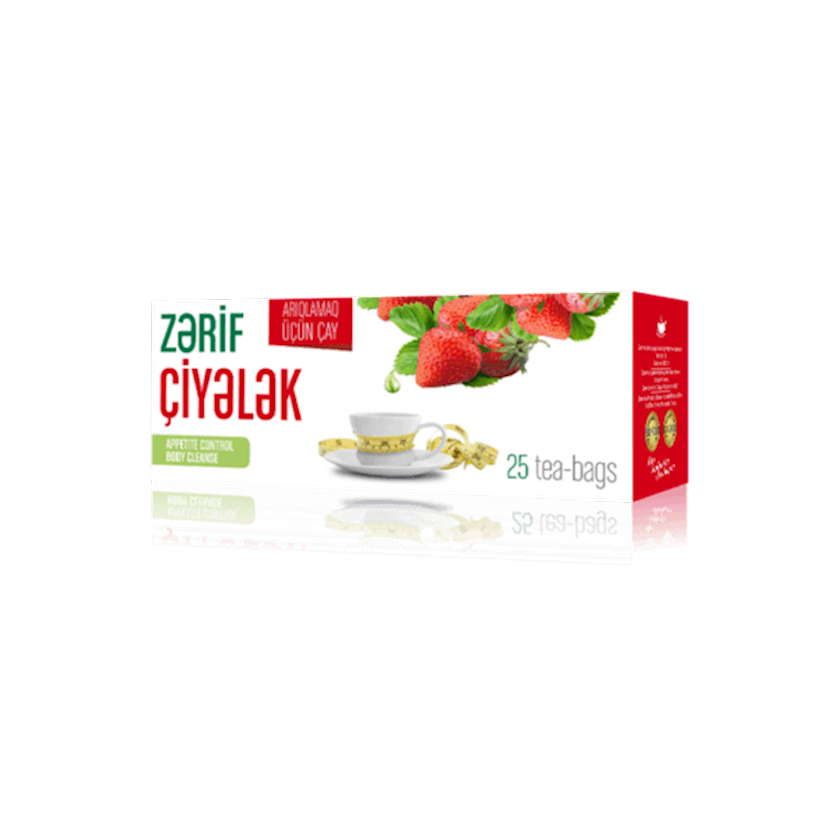 Paketləşdirilmiş çay Zərif çiyələk ilə, 25 ədəd