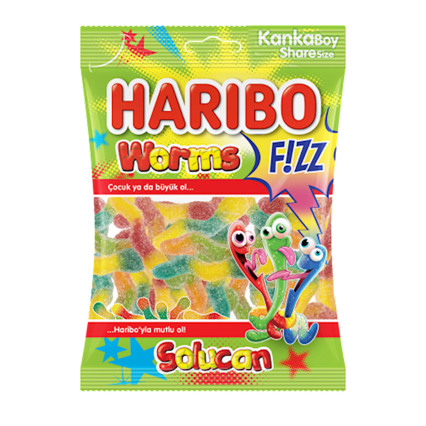 Jele konfetlər Haribo Worms Fizz, 70 q