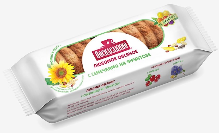 Овсяное печенье Посиделкино с семечками на фруктозе, 300 г - купить в ...