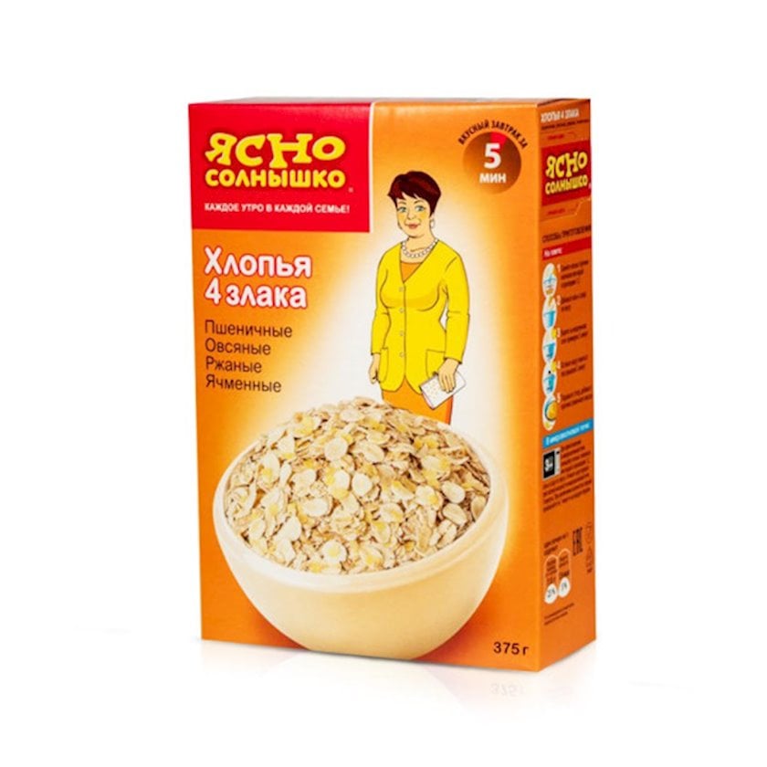 Хлопья Ясно Солнышко 4 злака 375г - купить в Баку. Цена, обзор, отзывы ...