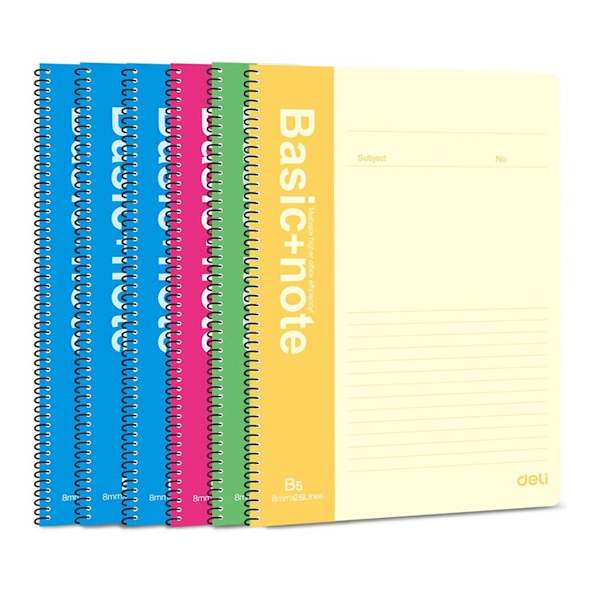 Блокнот Deli Basic+Note, на спирали, 60 листов, B5, в ассортименте ...