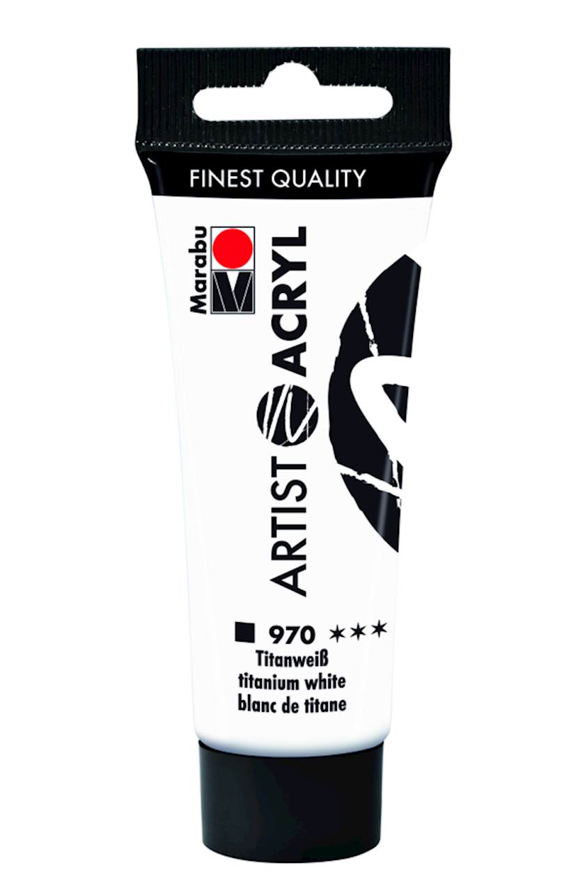 Акриловая краска Marabu Artist Acryl 970 белила титановые, 22 мл ...
