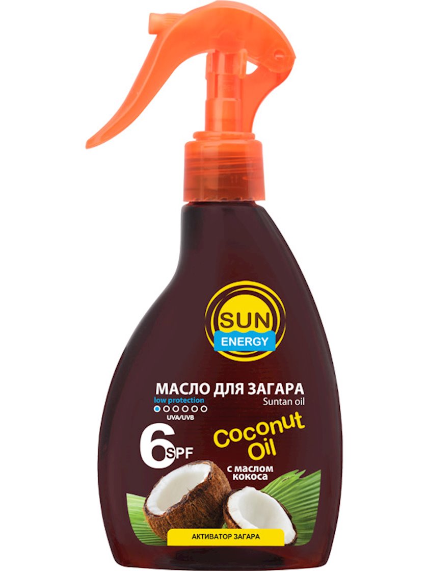 Масло для загара Sun Energy Coconut oil SPF 6 200 мл купить в Баку