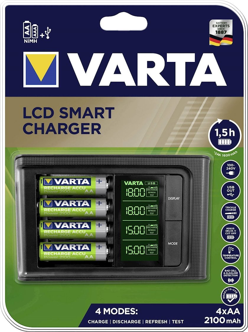 Зарядное устройство для батареек Varta LCD Smart Charger 2100mAh, с ...