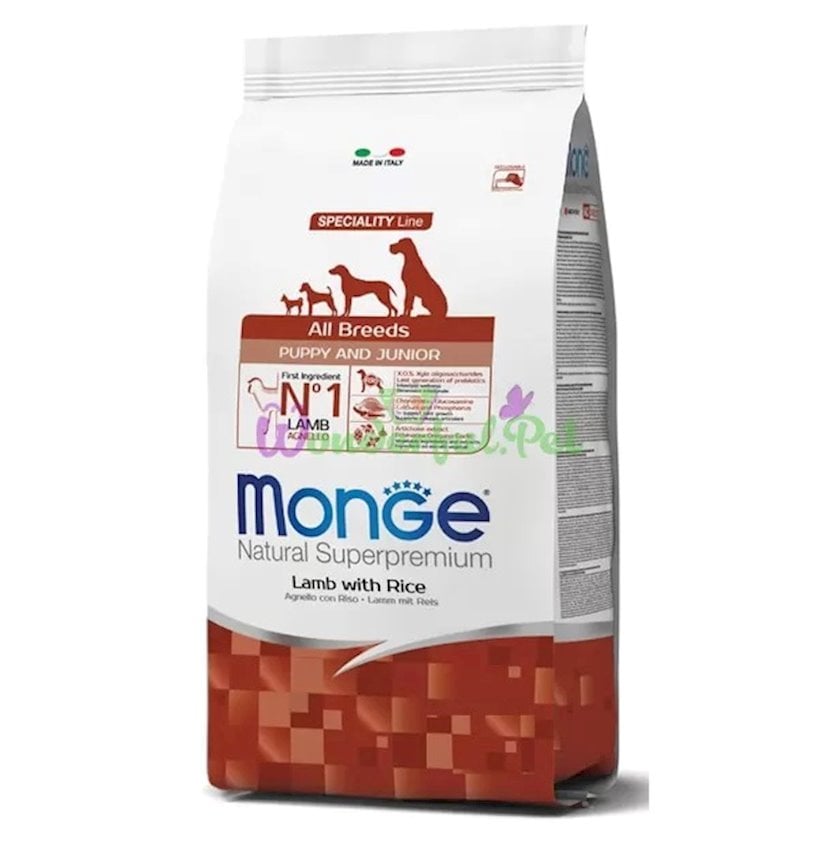 Сухой корм Monge Dog All Breeds Puppy&Junior Lamb&Rice для щенков всех ...