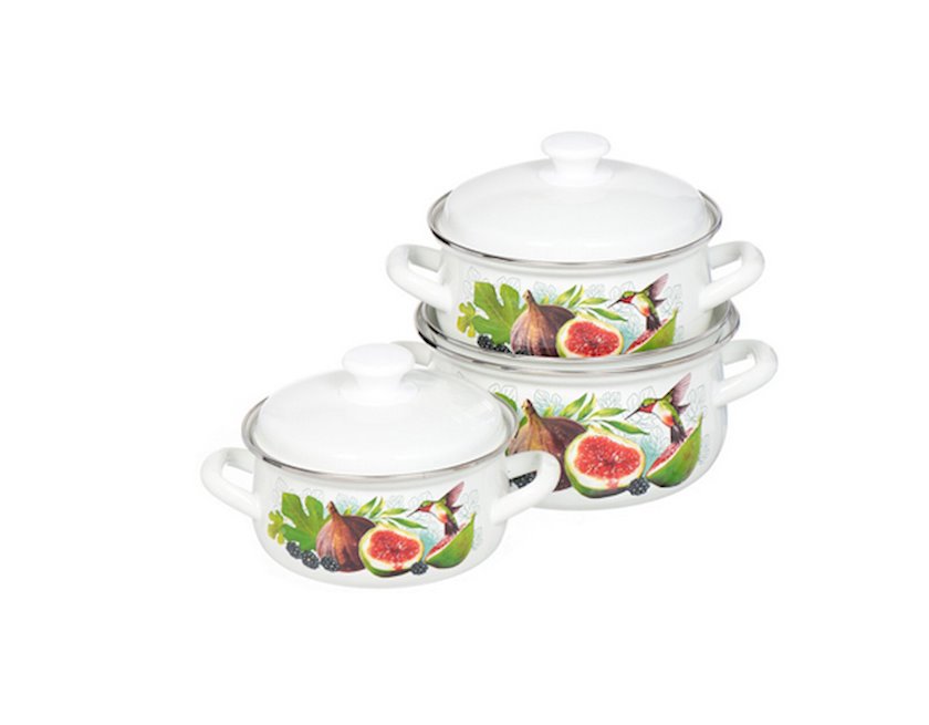 Набор кастрюль Керченская эмаль Инжир-1, 3 шт, 1500/2000/3000 мл, сталь ...