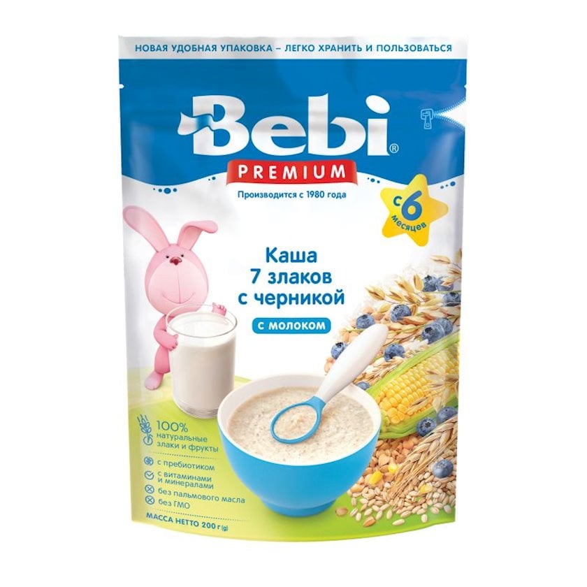 Südlü sıyıq Bebi Premium 7 taxıl, qaragilə ilə, 6 aydan, 200 q (8606019653262)