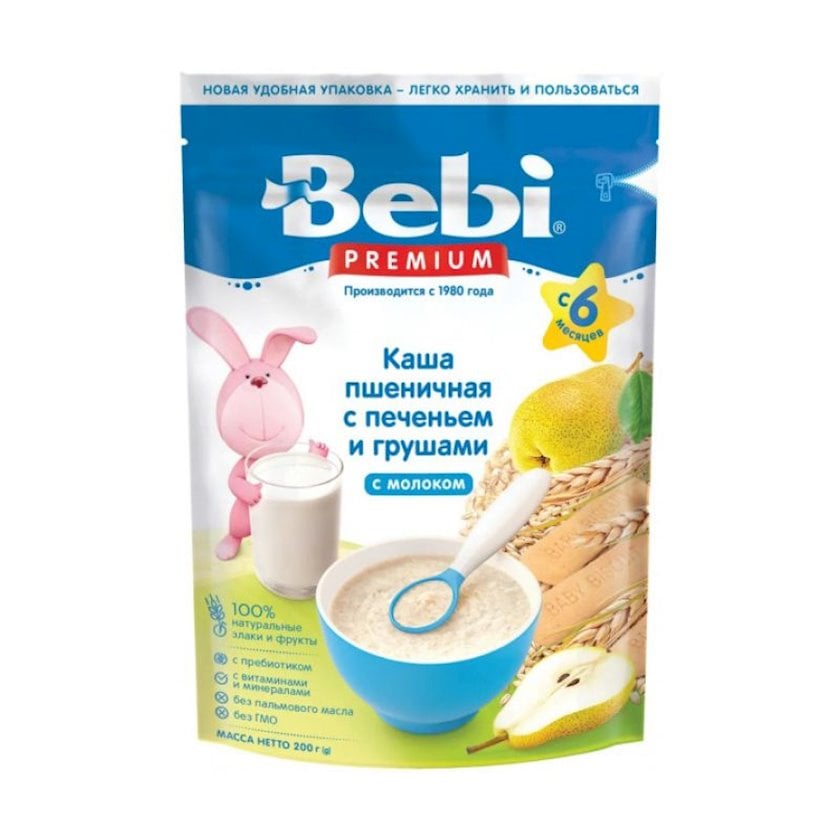 Südlü sıyıq Bebi Premium Buğda, peçenyevə armud ilə, 6 aydan, 200 q