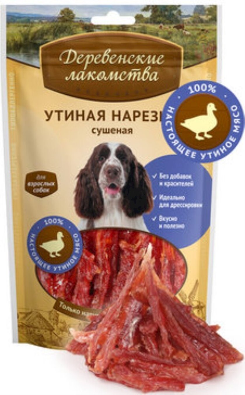 Лакомство для собак Деревенские лакомства Утиная нарезка сушеная 90 г ...