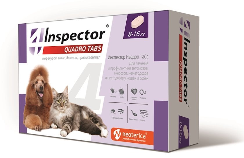 Həblər Inspector Quadro Tabs 8-16 kq pişiklər və itlər üçün, 4 həb ...