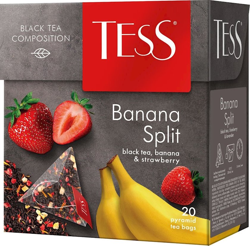 Piramidalarda meyvəli çay Tess Banana Split Qara 20 əd