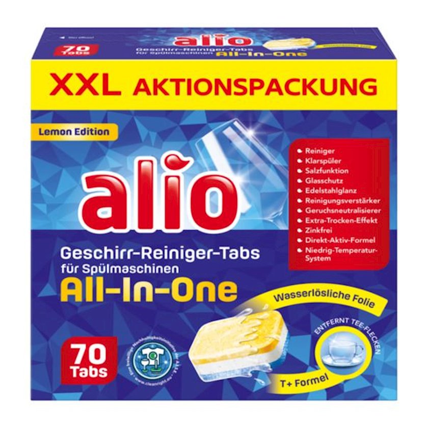 Таблетки для посудомийки Alio All In One Lemon 70 шт - купить в Баку ...