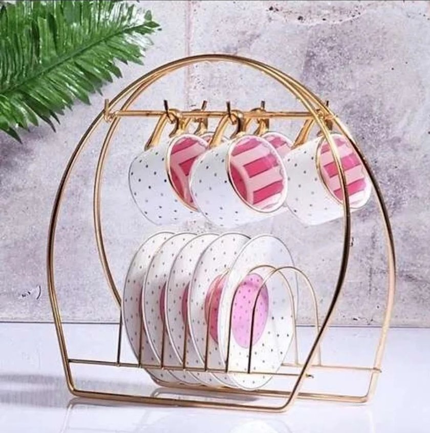 Сушка для стаканов и блюдец, 26×28×10 см, золотистый металл - купить в ...