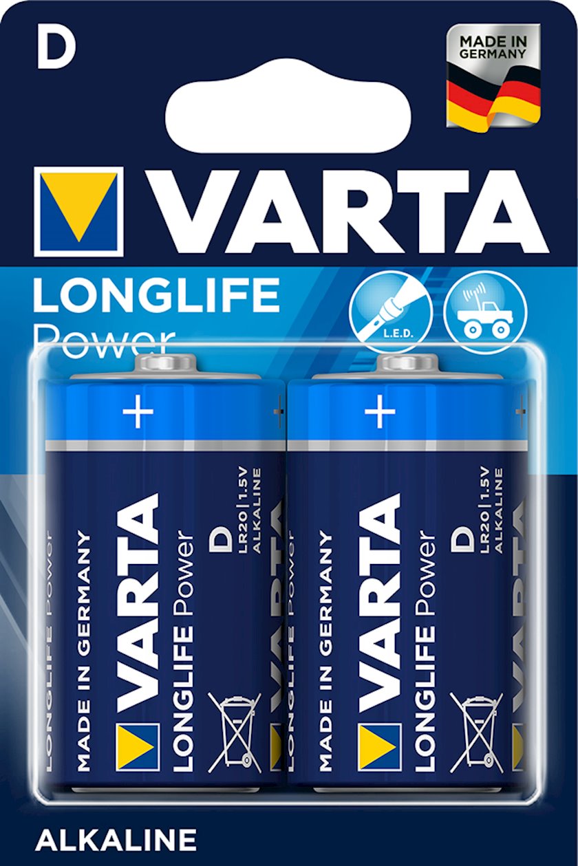 Батарейка Varta Longlife Power D BLI, 2 шт - купить в Баку. Цена, обзор,  отзывы, продажа