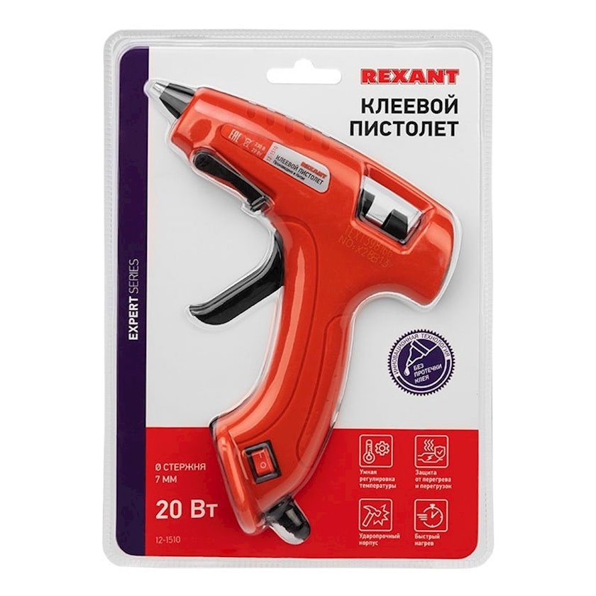 Пистолет клеевой Rexant 20 Вт, 7 мм, эксперт, блистер - купить в Баку ...