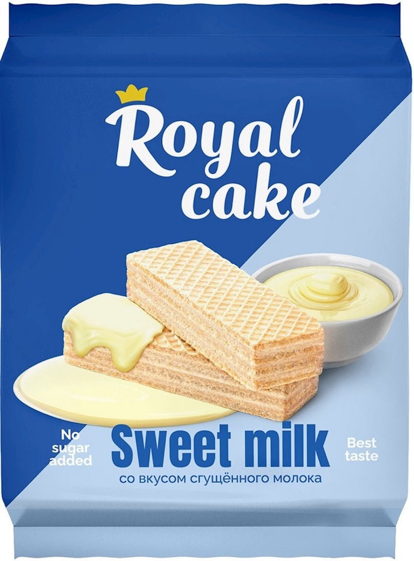 Qatılaşdırılmış süd dadlı vaflilər Protein Rex Royal Cake, 120 q