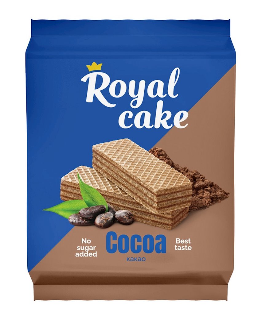 Kakao dadlı şokoladlı vaflilər Protein Rex Royal Cake, 120 q