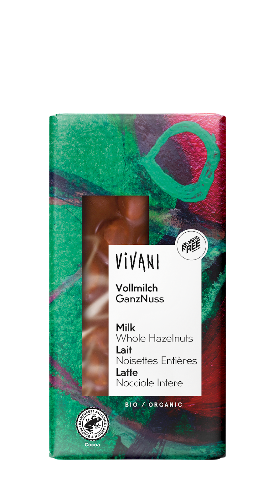 Südlü şokolad Vivani Milk Whole Hazelnuts 32%, 100 q