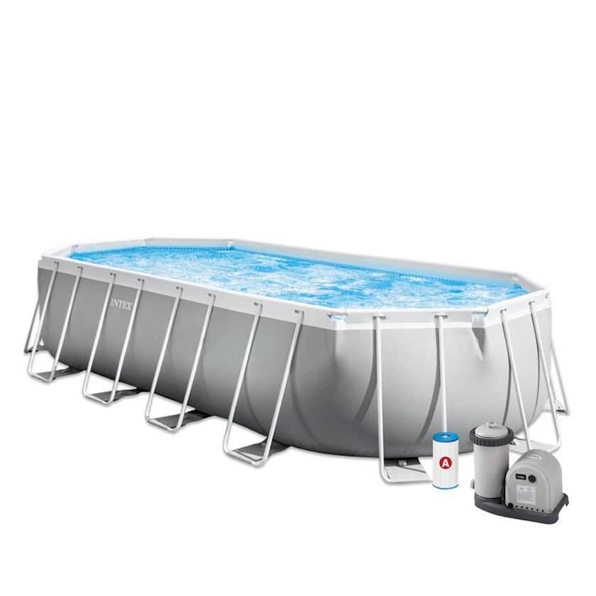 Бассейн Intex 26798 каркасный, овальный, 610x305x122 см, 18202 л, серый ...