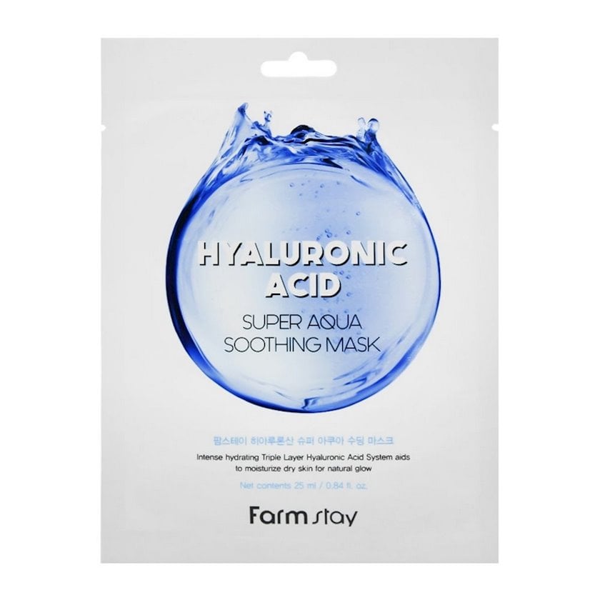 Parça maskası FarmStay Hyaluronic Acid Super Aqua Soothing Mask 25 ml ...