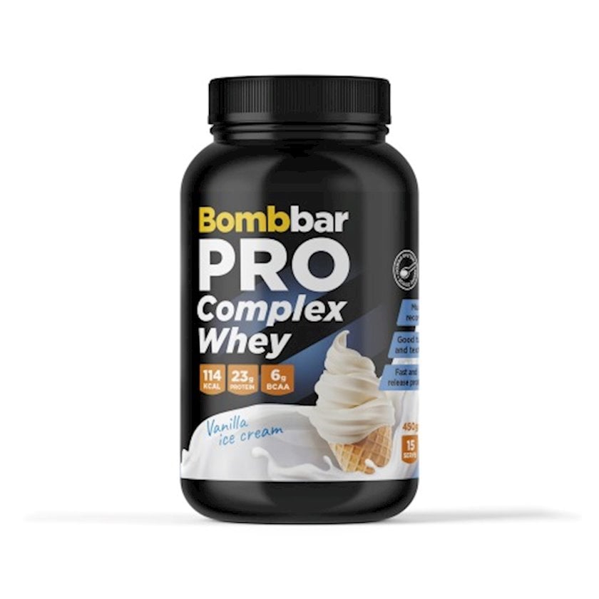 Çoxkomponentli protein Bombbar Pro Complex Whey Vanilla Ice Cream, 900 ...