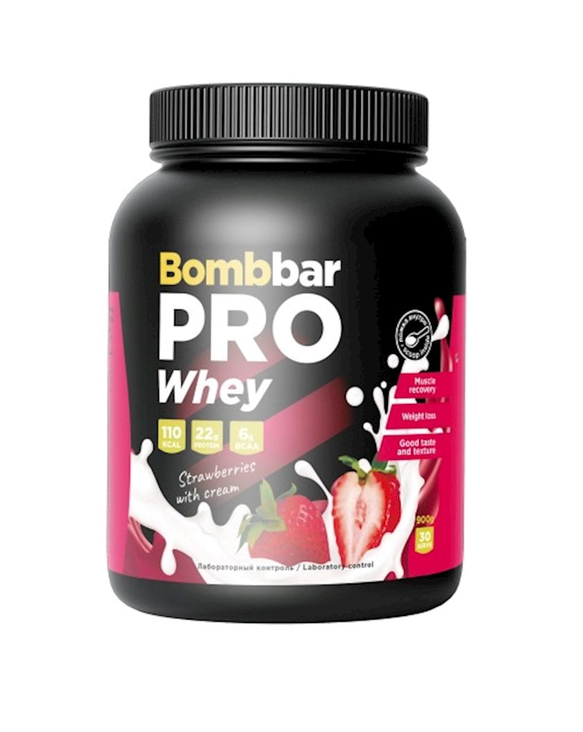 Protein kokteyli Bombbar Pro Whey Protein Strawberries with Cream, 900 ...