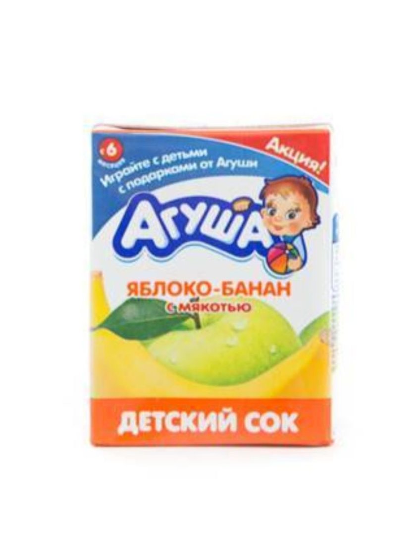 Детский сок Агуша яблоко/банан, 6+ месяцев, 0.2 л 210285 - купить в ...