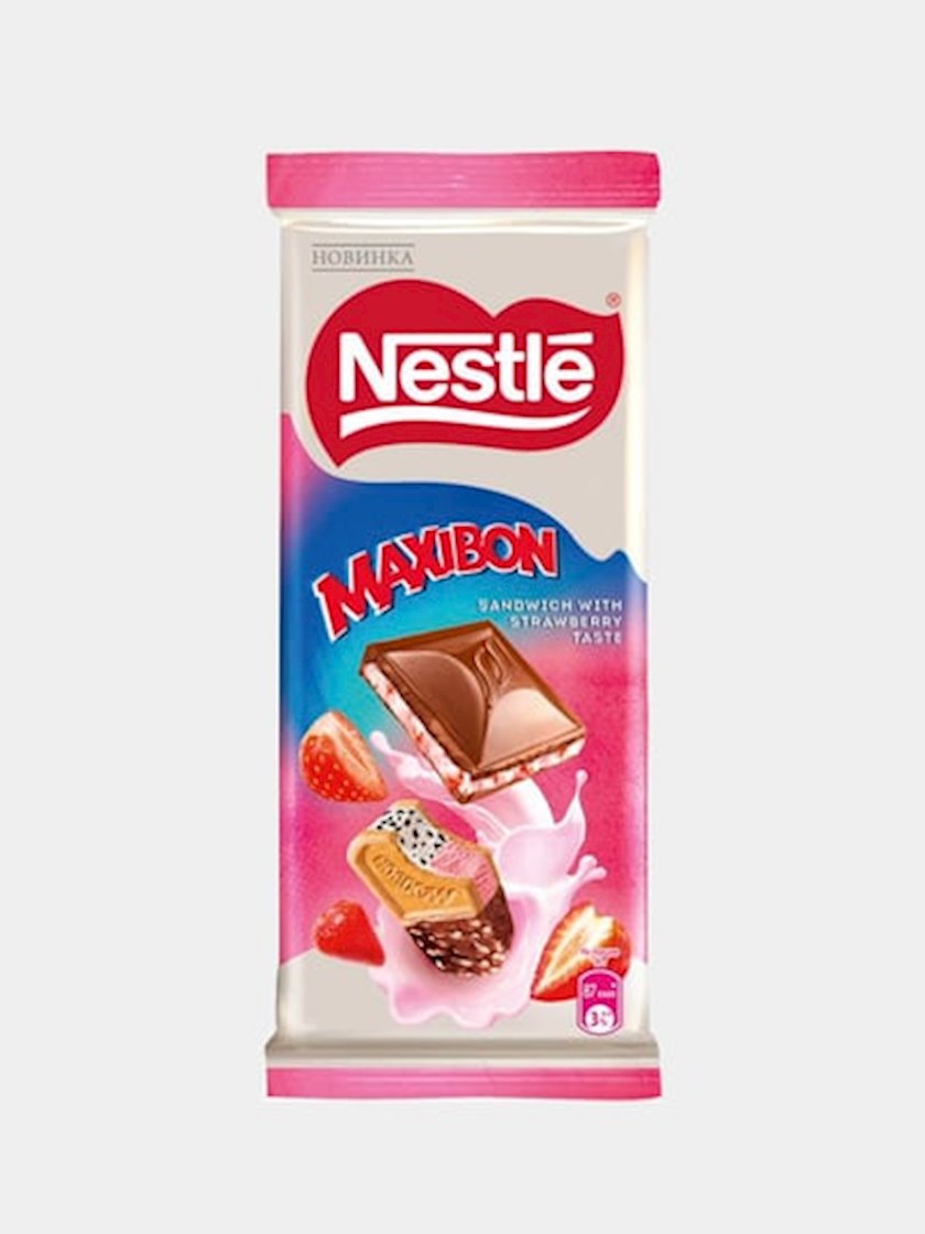 Şokolad Nestle Maxibon Çiyələk-Peçenye 80 q - Qiymeti, Bakıda almaq ...