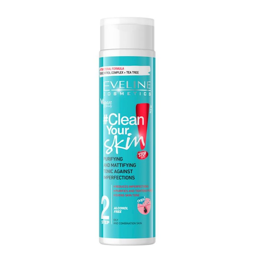 Sızanaqlara qarşı tonik Eveline Clean Your Skin matlaşdırıcı 225 ml