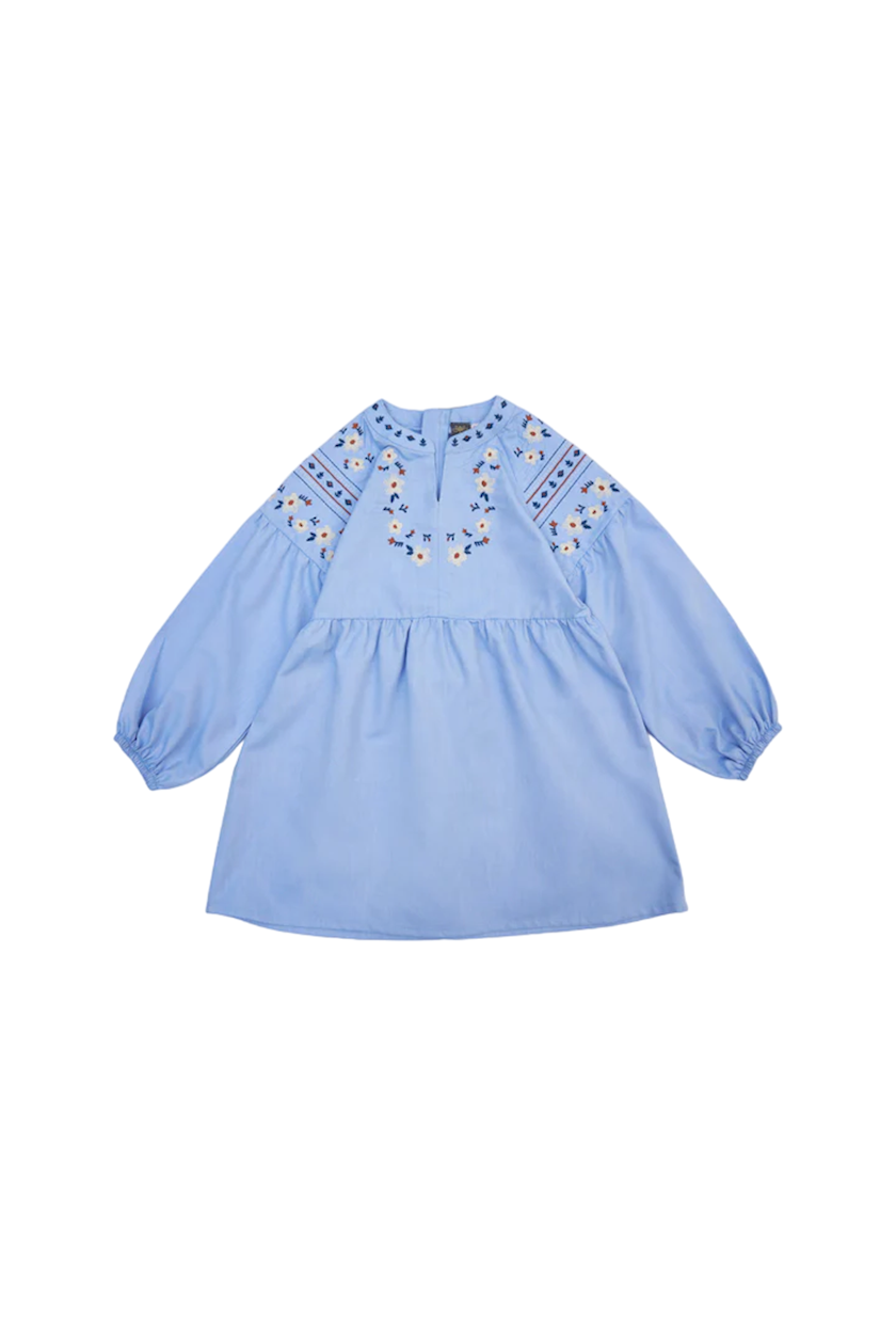 Повседневное платье для девочек B&G Store 23PSSTJ4901, голубой, хлопок,  размер 8 лет - купить в Баку. Цена, обзор, отзывы, продажа