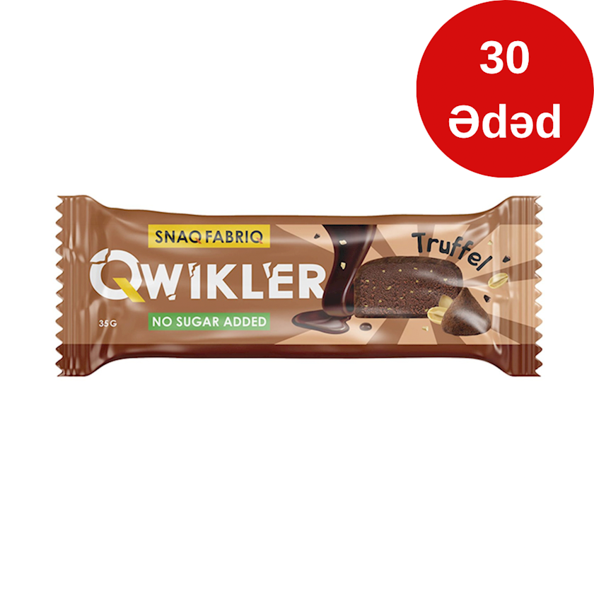 Şokolad batonu Snaq Fabriq Qwikler, trüfel, şəkərsiz, 35 q, 30 ədəd