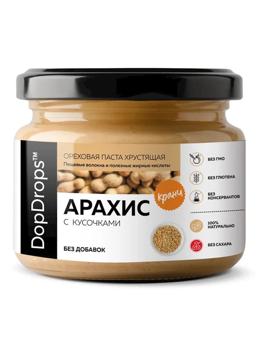 Fıstıq pastası Dopdrops Peanut Butter Crunchy, 250 q