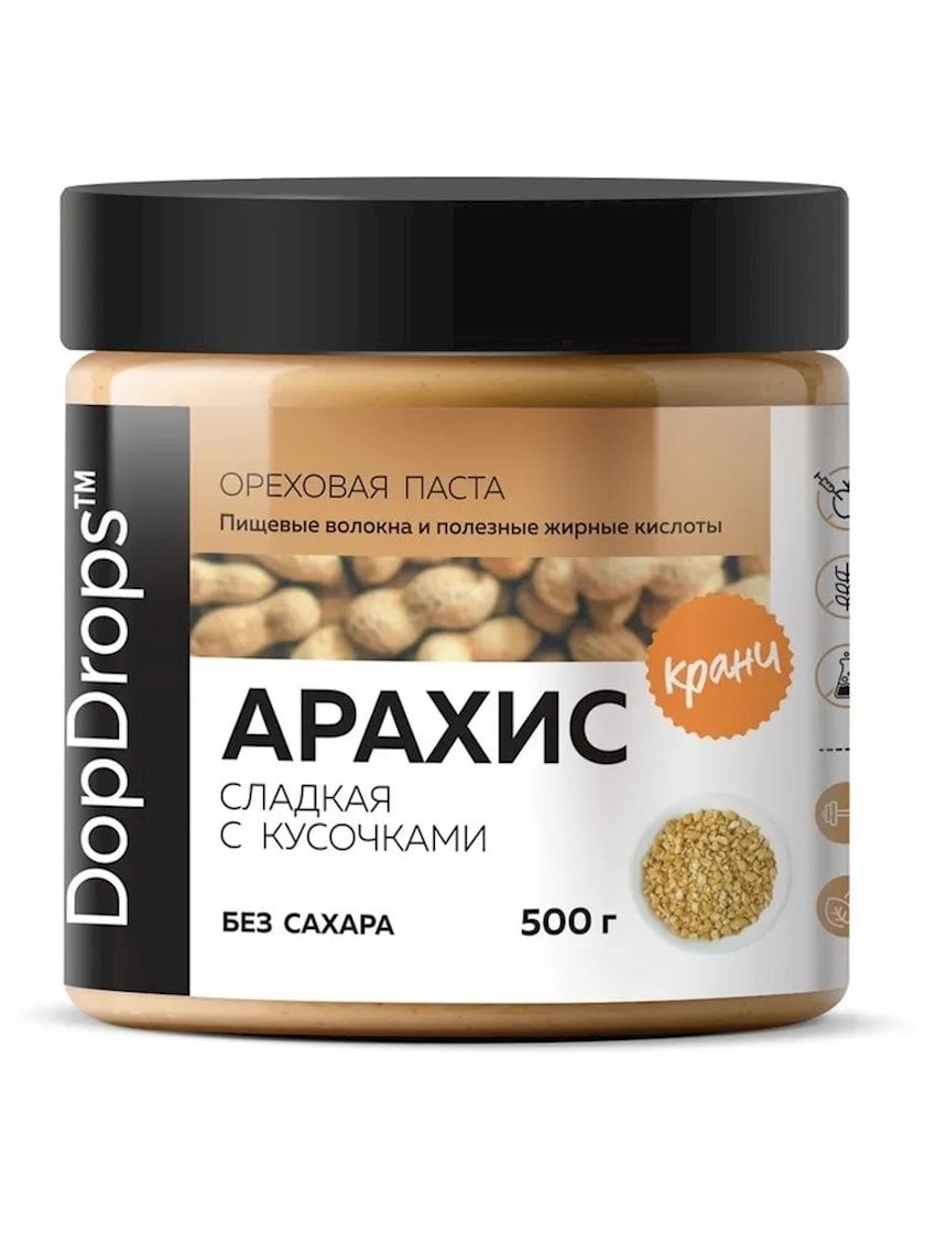 Fıstıq pastası Dopdrops Peanut Butter Sweet Crunchy, 500 q