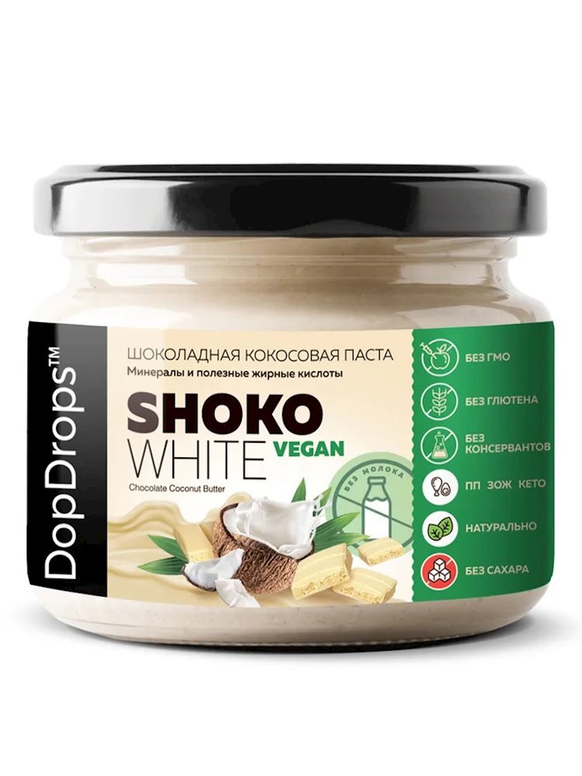 Kokos pastası Dopdrops Shoko White Butter Vegan, 250 q