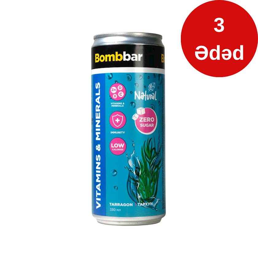 Qazlı içki Bombbar Tərxun dəmir bankаda,330 ml, 3 əd
