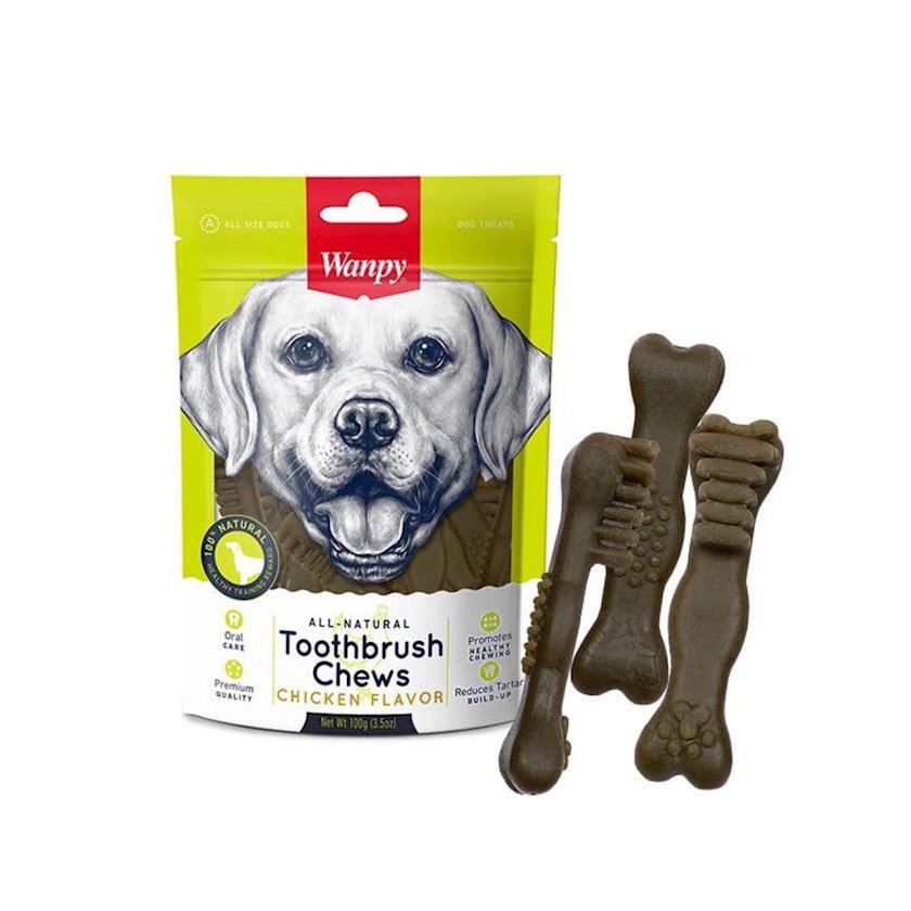 ᐈ Məzələr itlər üçün Wanpy Dog Toothbrush Chews Chicken Flavor, 100 q ...