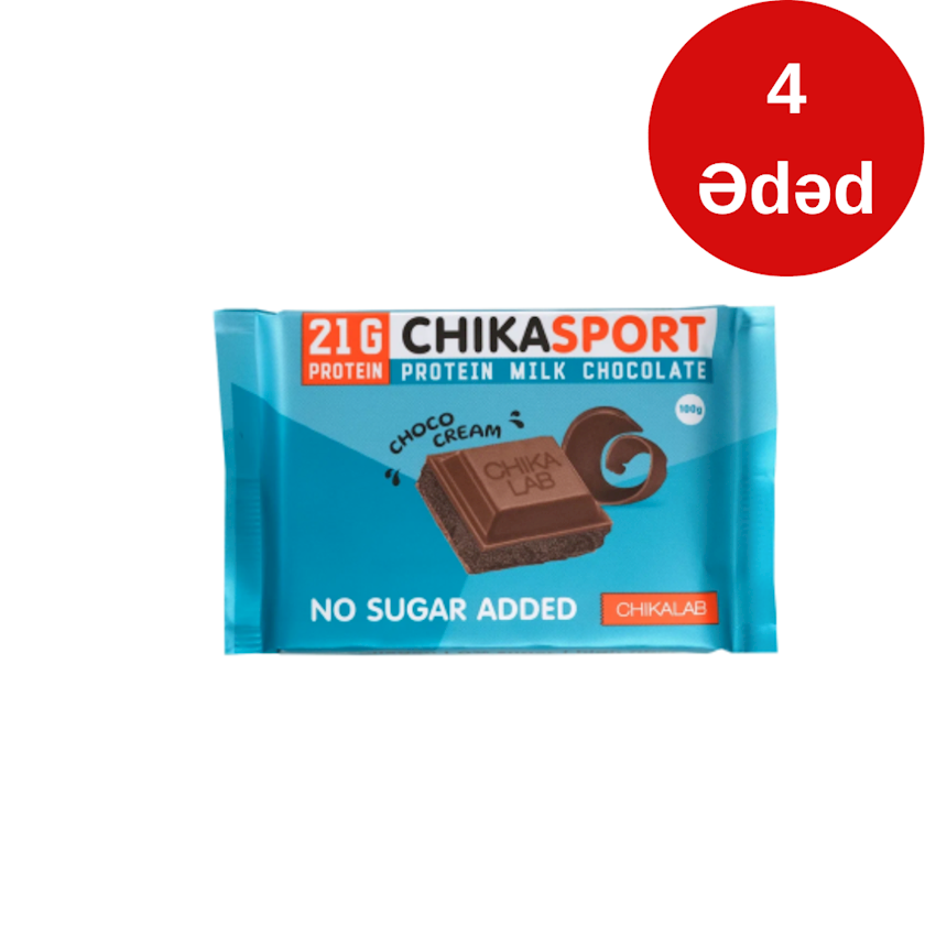 Südlü şokolad Chikalab ChikaSport şokolad doldurulması ilə 4 əd x 100 q