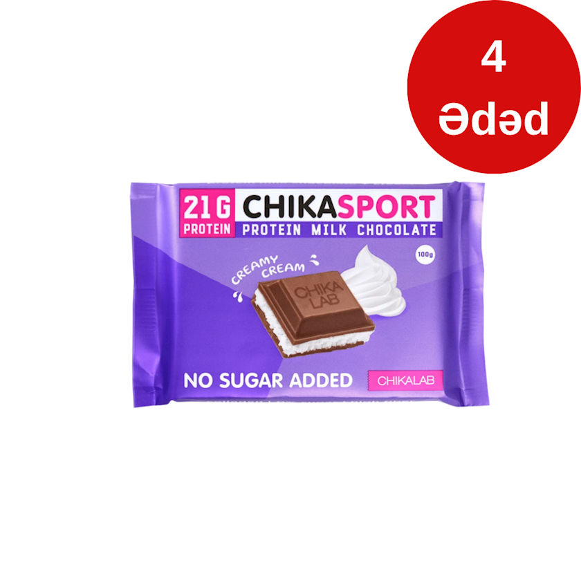 Südlü şokolad Chikalab ChikaSport krem doldurulması ilə 4 əd x 100 q