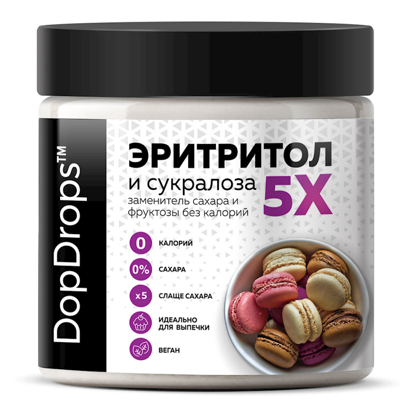 Şəkər əvəzedicisi DopDrops Эритритол 5X sukraloza ilə, 1 əd, 450 q ...