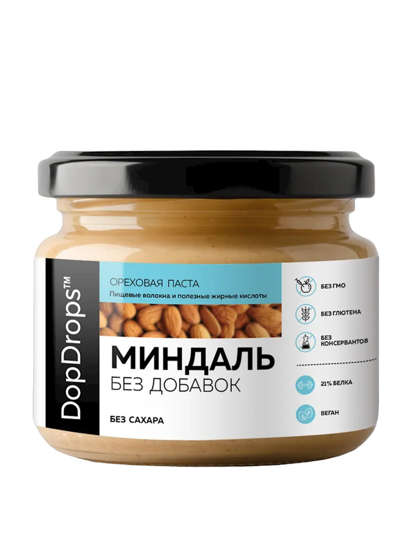 Badam pastası DopDrops əlavəsiz, 1 əd, 250 q