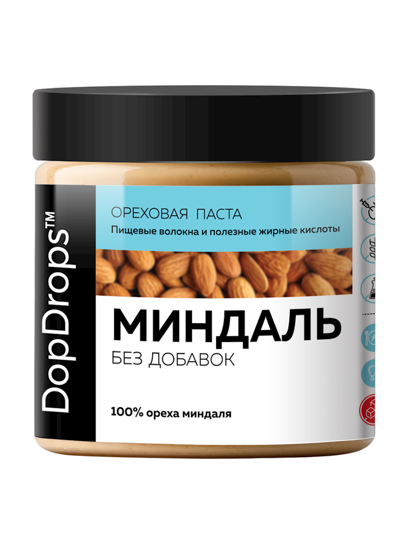 Badam pastası DopDrops əlavəsiz, 1 əd, 500 q