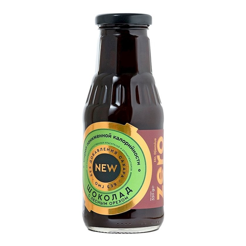 Sirop Mr. Djemius ZERO Meşə fındığı ilə şokolad, aşağı kaloriyalı, şəkərsiz, 330 q