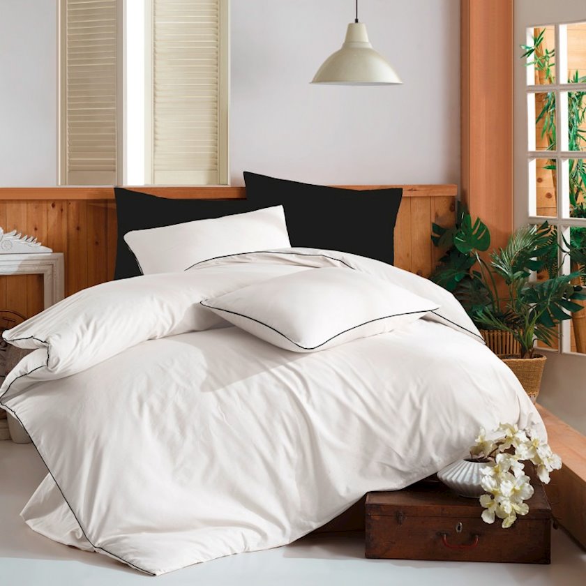 Комплект постельного белья Plain 04, пододеяльник 200x220 см, простыня 240x260 см, наволочки 50x70 см, двуспальный, хлопок, белый
