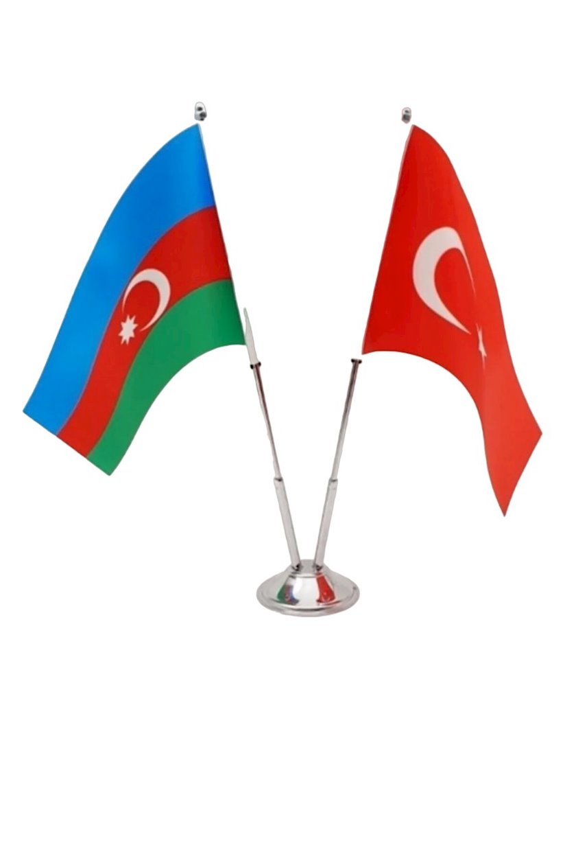 Azərbaycan və Türkiyə masaüstü bayraqlar 0012, 30 sm, xrom