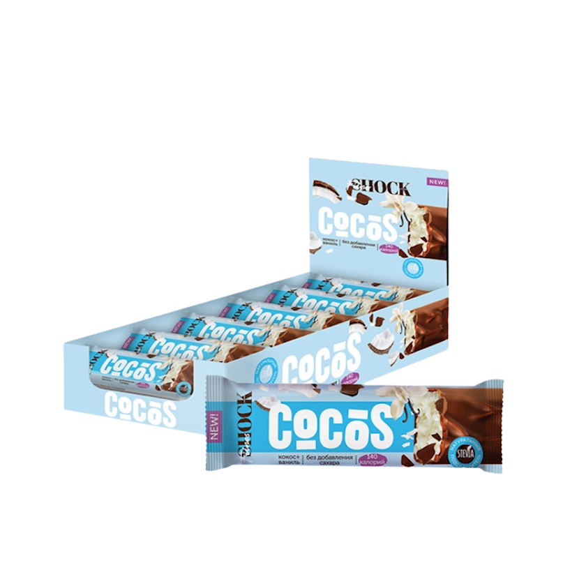 Şokoladlı barlar FitnesShock Cocos 35 q, 12 əd